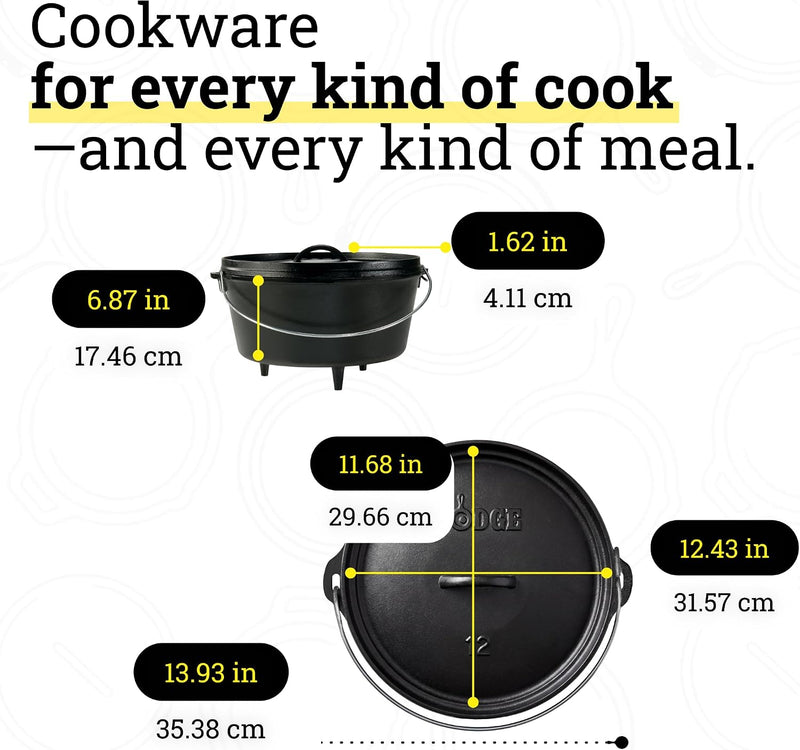 Lodge 8 Qt Cast Iron Camp Dutch Oven with Lid