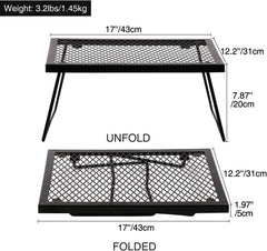 Folding campfire grill grate