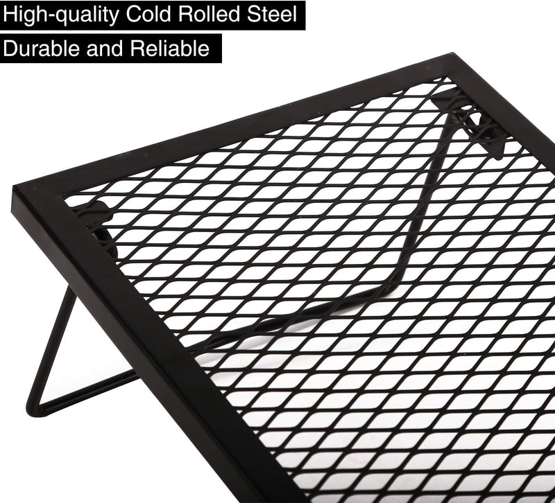 Folding campfire grill grate