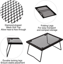 Folding campfire grill grate