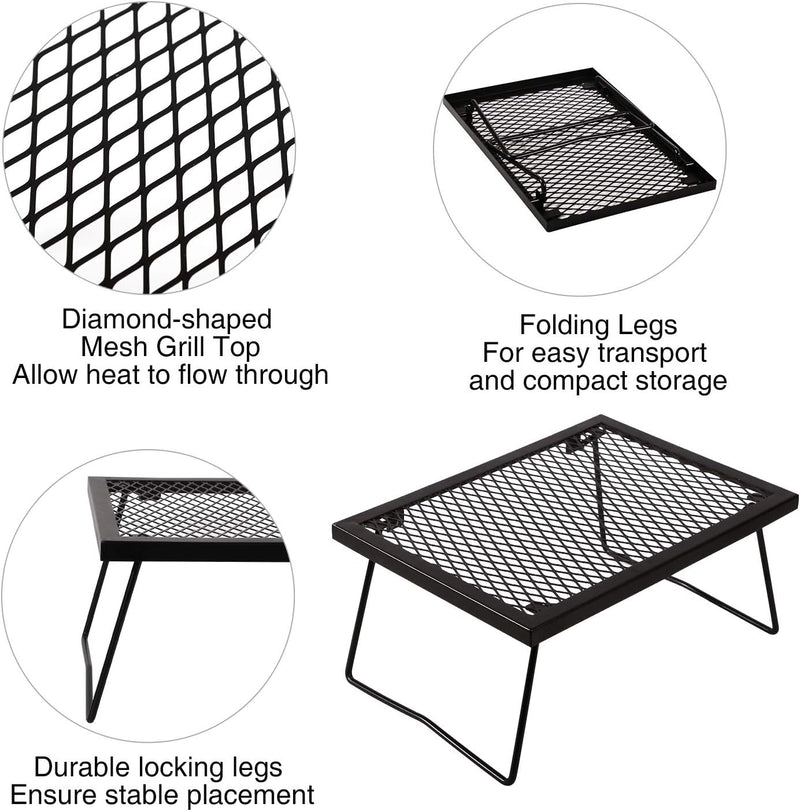 Folding campfire grill grate