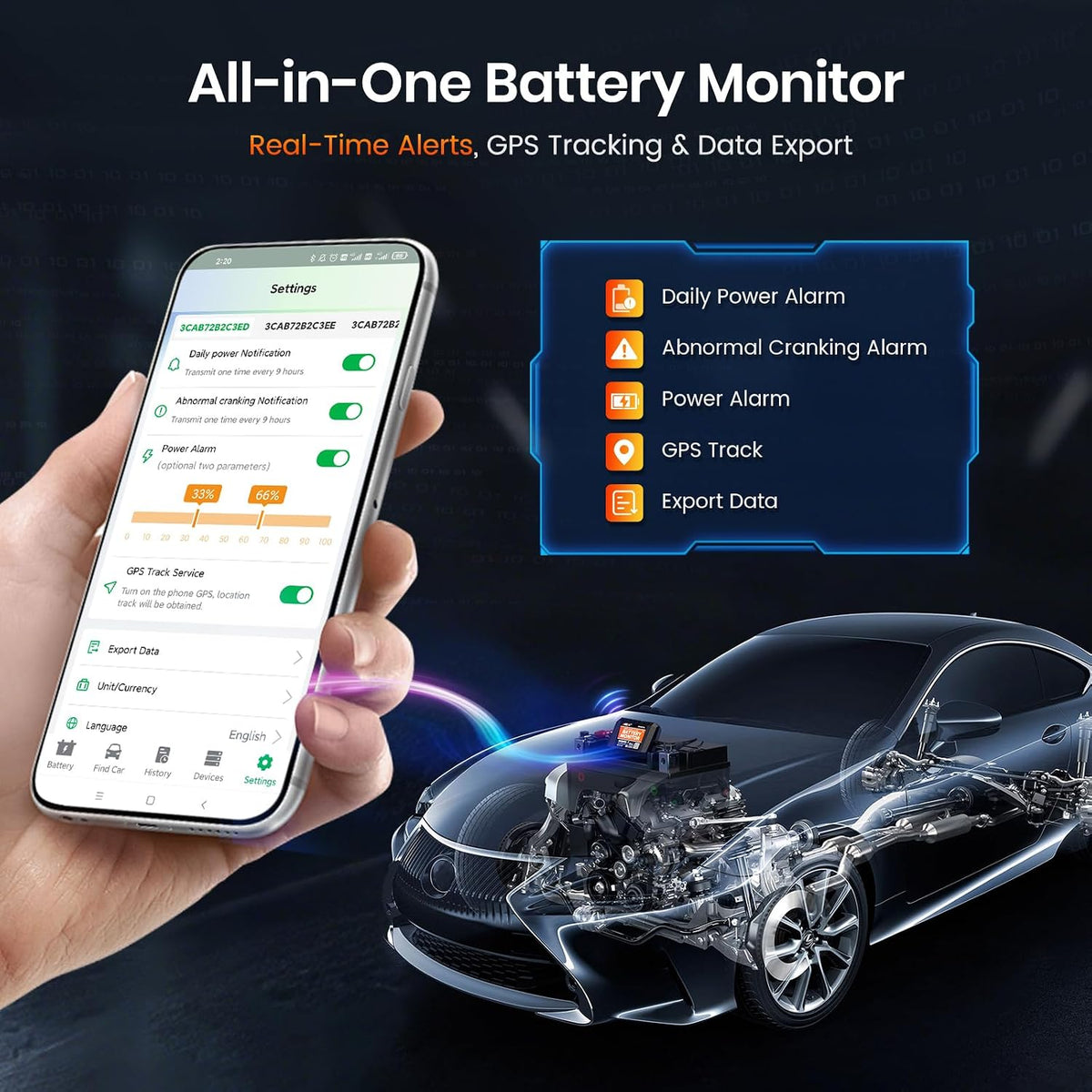 ANCEL BM300 Pro Bluetooth Battery Monitor, 6/12/24V