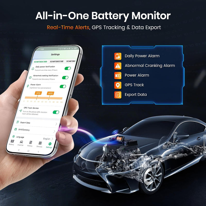 ANCEL BM300 Pro Bluetooth Battery Monitor, 6/12/24V