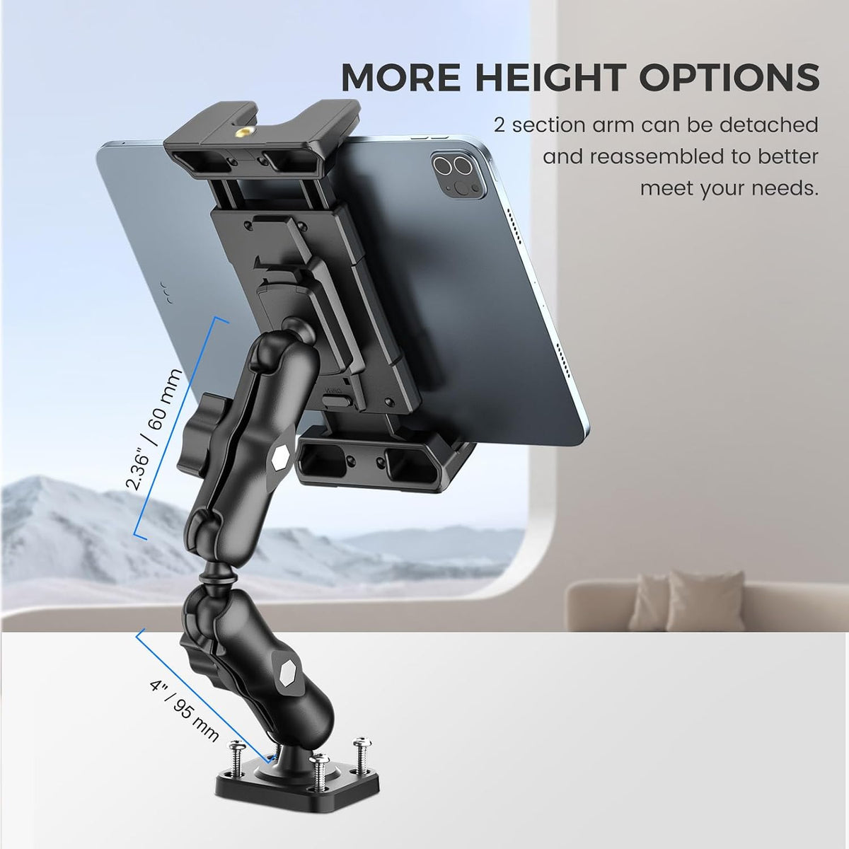 OHLPRO Heavy-Duty Drill-Base Tablet Mount, Fits 5"–13"