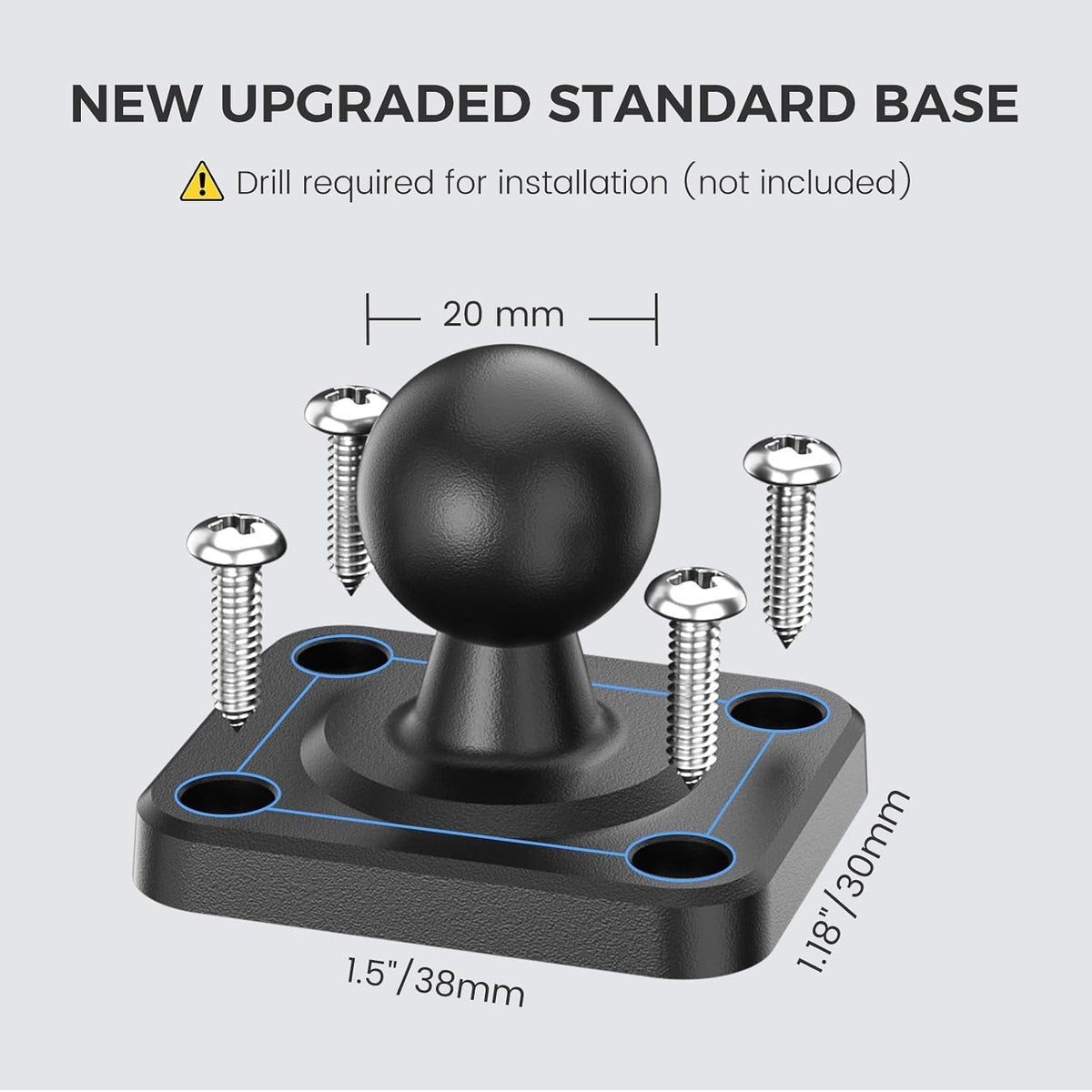OHLPRO Heavy-Duty Drill-Base Tablet Mount, Fits 5"–13"