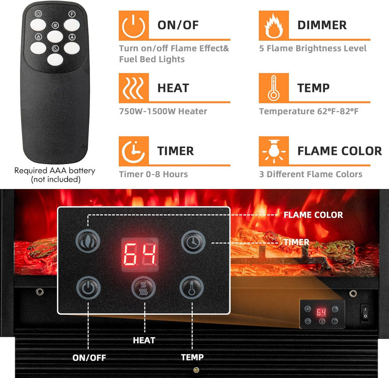 Electric fireplace insert