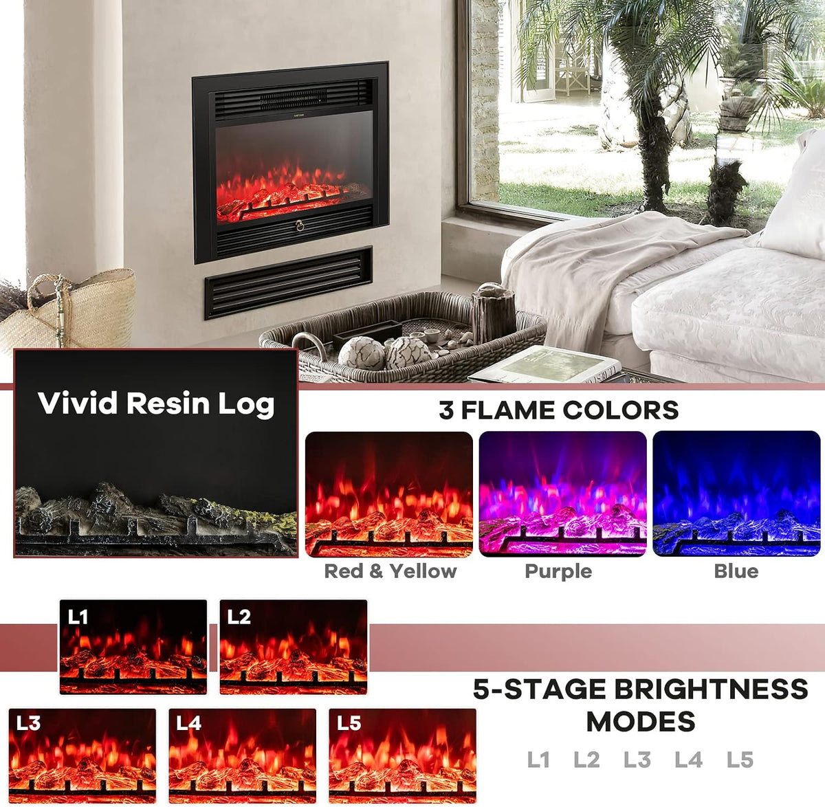 Electric fireplace insert