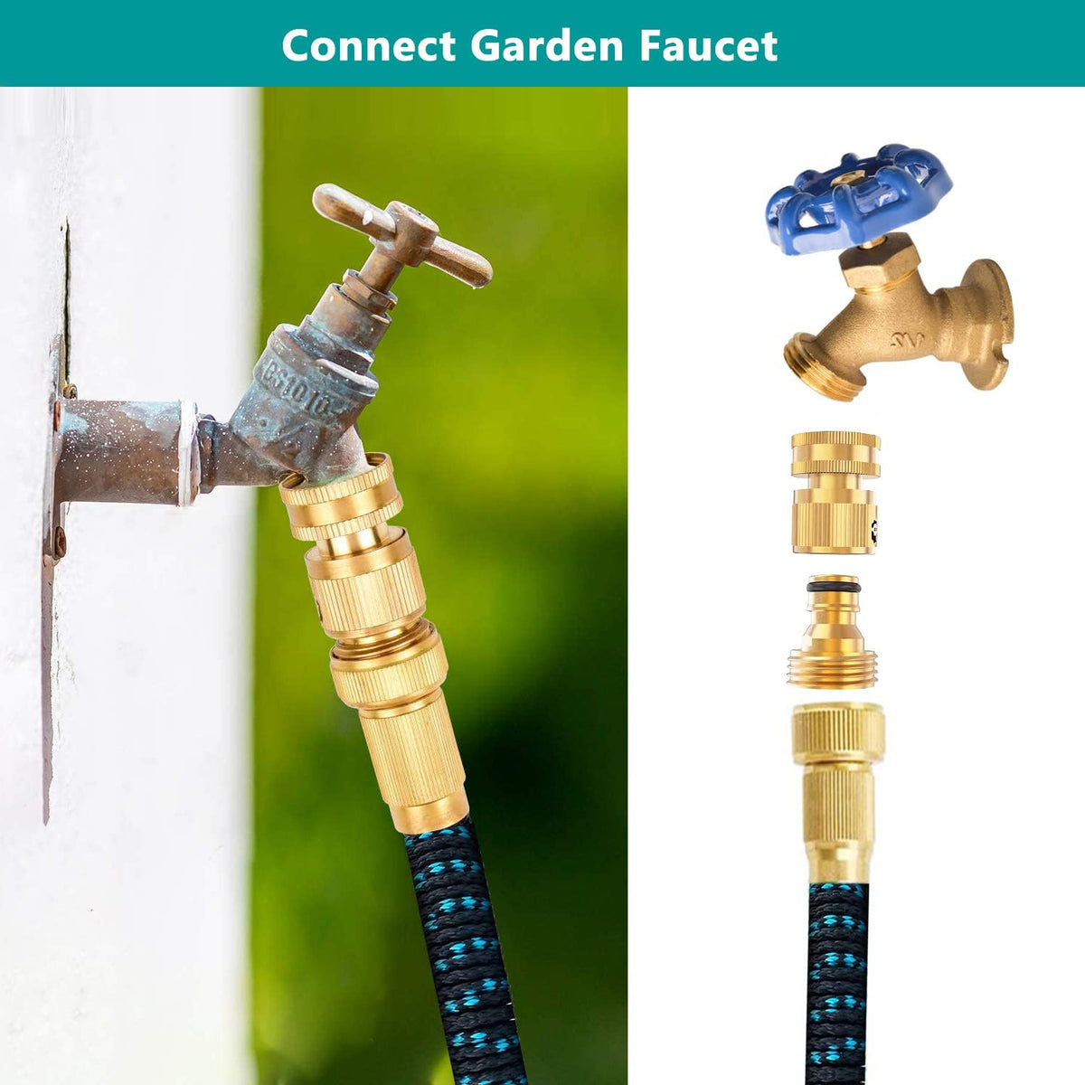 Brass Garden Hose Quick Connectors, 3/4" GHT, 6 Sets