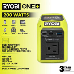 RYOBI 200W battery inverter kit detail
