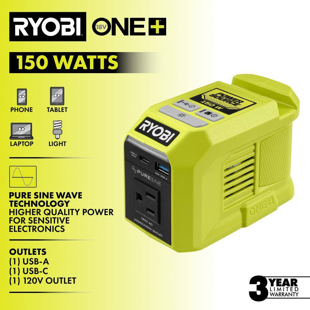 RYOBI 150W battery inverter detail