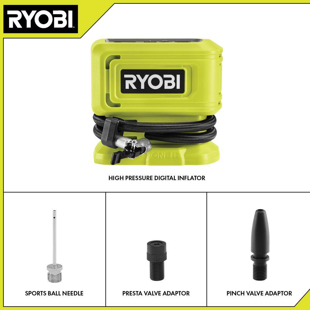 RYOBI ONE+ 18V high pressure tire inflator detail