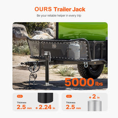 Weld-on swivel trailer jack 5,000 lb