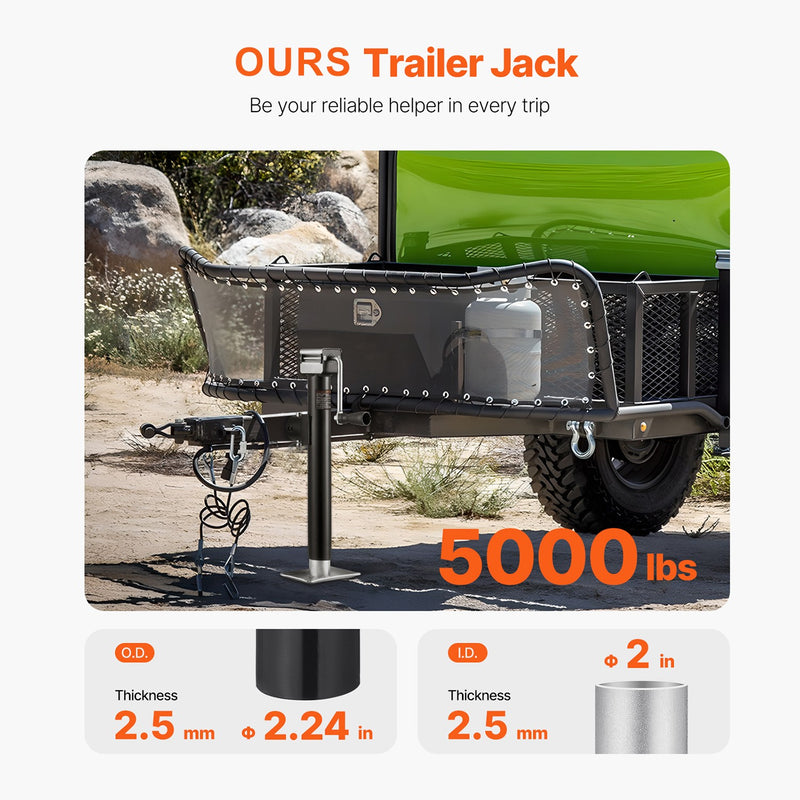 Weld-on swivel trailer jack 5,000 lb