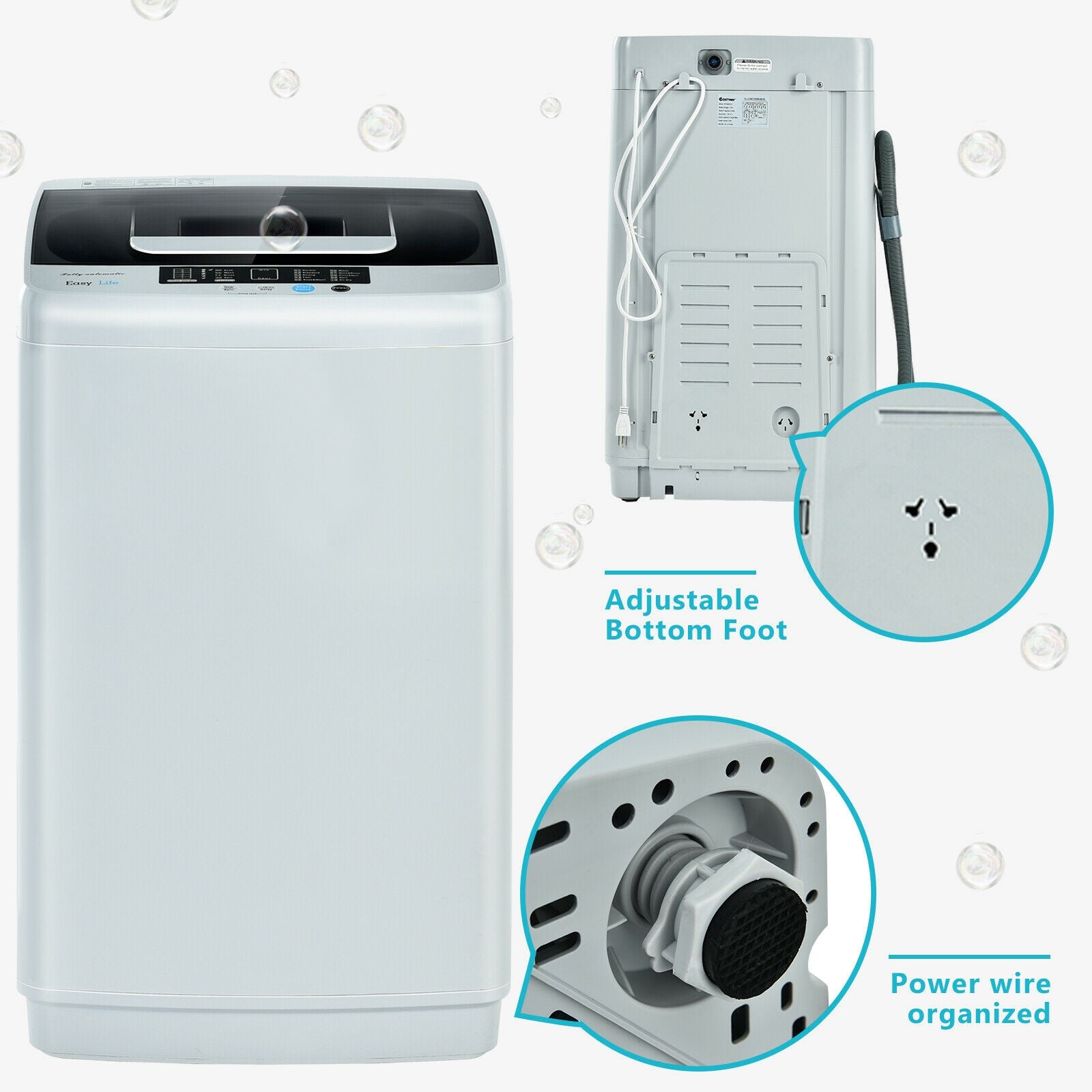 Compact portable washing machine with drain pump