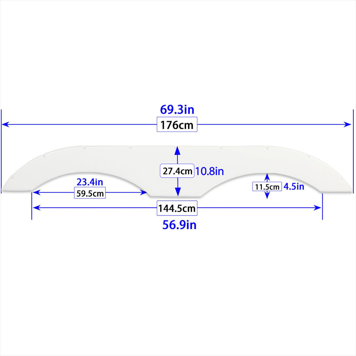 Tandem trailer fender skirts, white