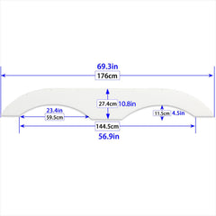 Tandem trailer fender skirts, white
