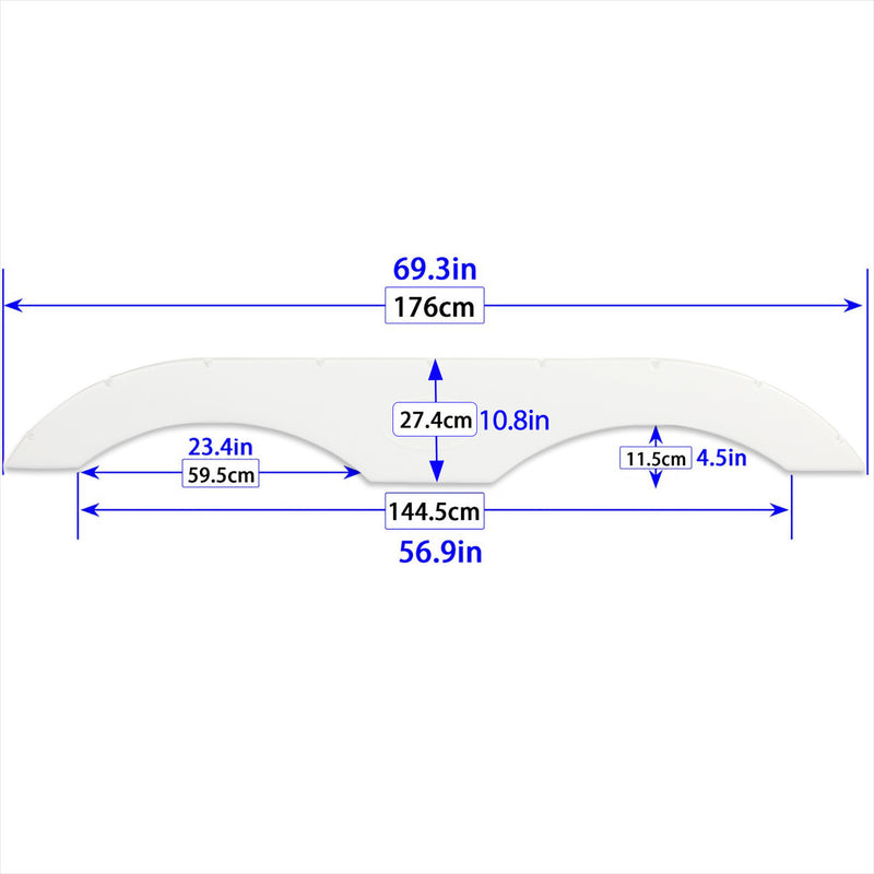 Tandem trailer fender skirts, white