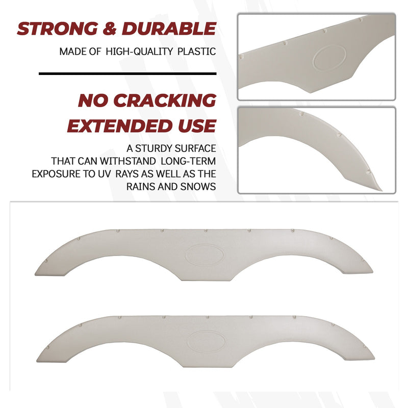 Tandem trailer fender skirts, white