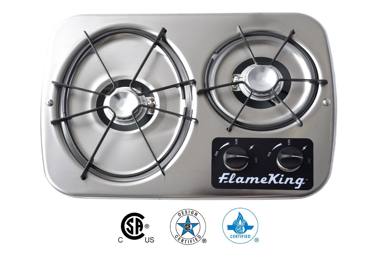 Flame King drop-in 2-burner RV cooktop