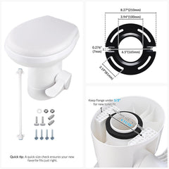 20 inch RV gravity flush toilet