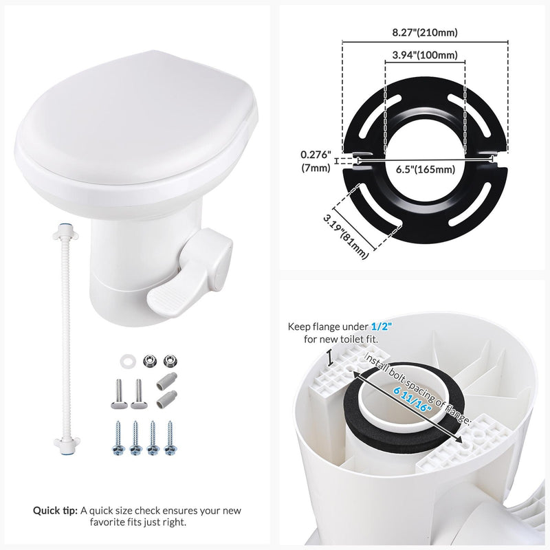 20 inch RV gravity flush toilet