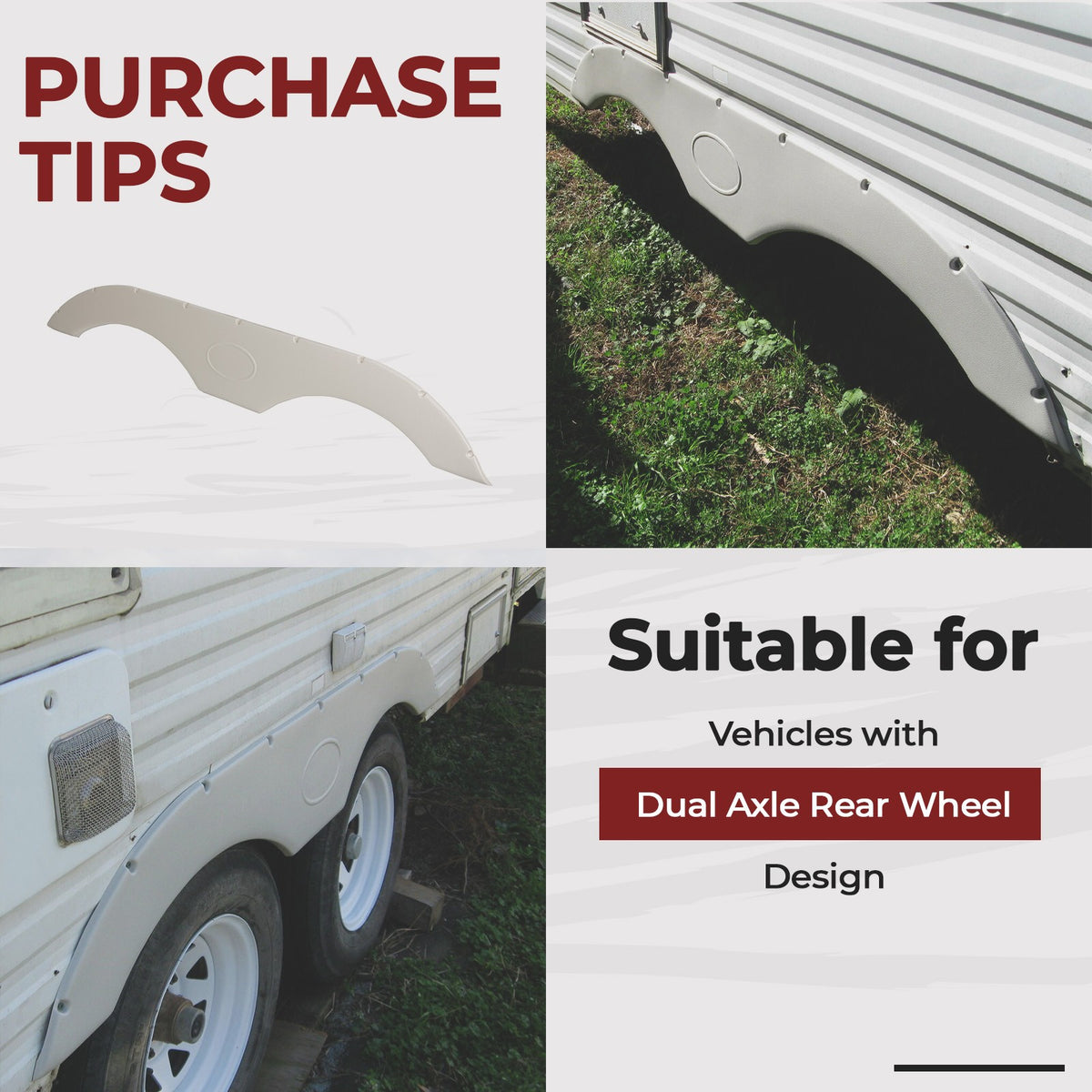 Tandem trailer fender skirts, white