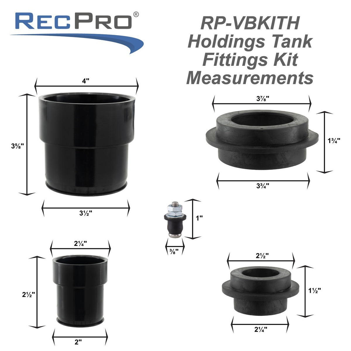 RecPro holding tank installation fittings kit