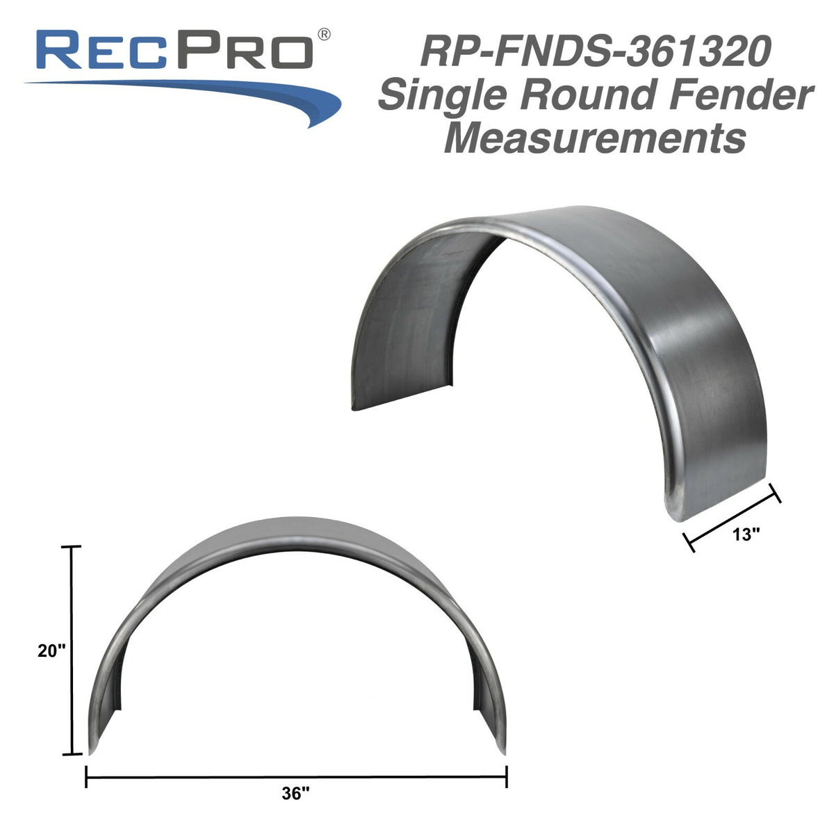 Single axle trailer fender well, 14 gauge steel