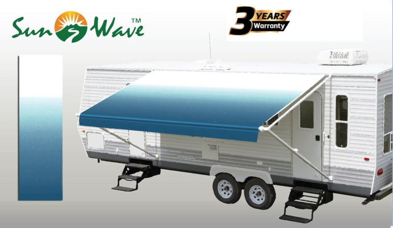 SunWave RV awning replacement fabric, Ocean Blue Fade