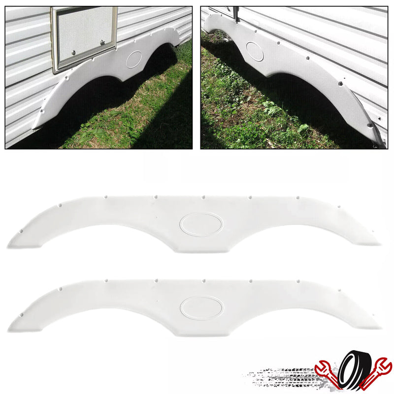 Tandem trailer fender skirts, white