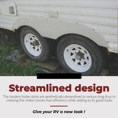 Tandem trailer fender skirts, white