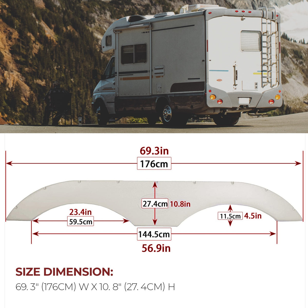 Tandem trailer fender skirts, white