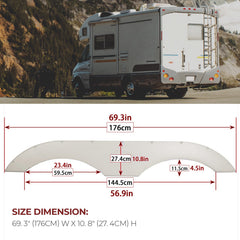 Tandem trailer fender skirts, white