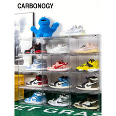 clear magnetic drawer shoe storage boxes stacked