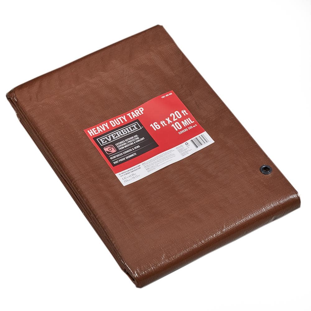 Brown and silver heavy duty tarp, 16 x 20 ft