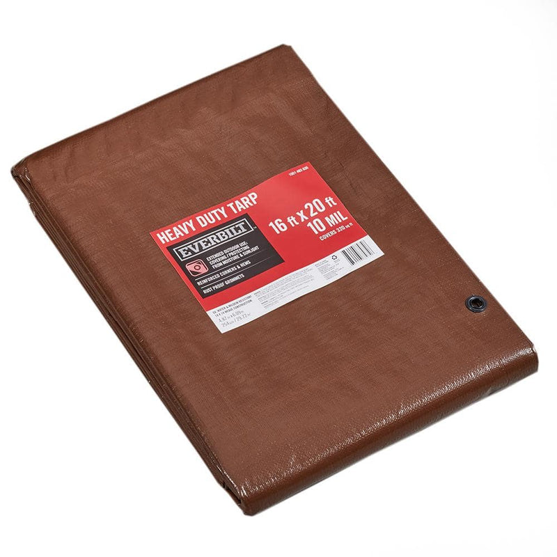 Brown and silver heavy duty tarp, 16 x 20 ft