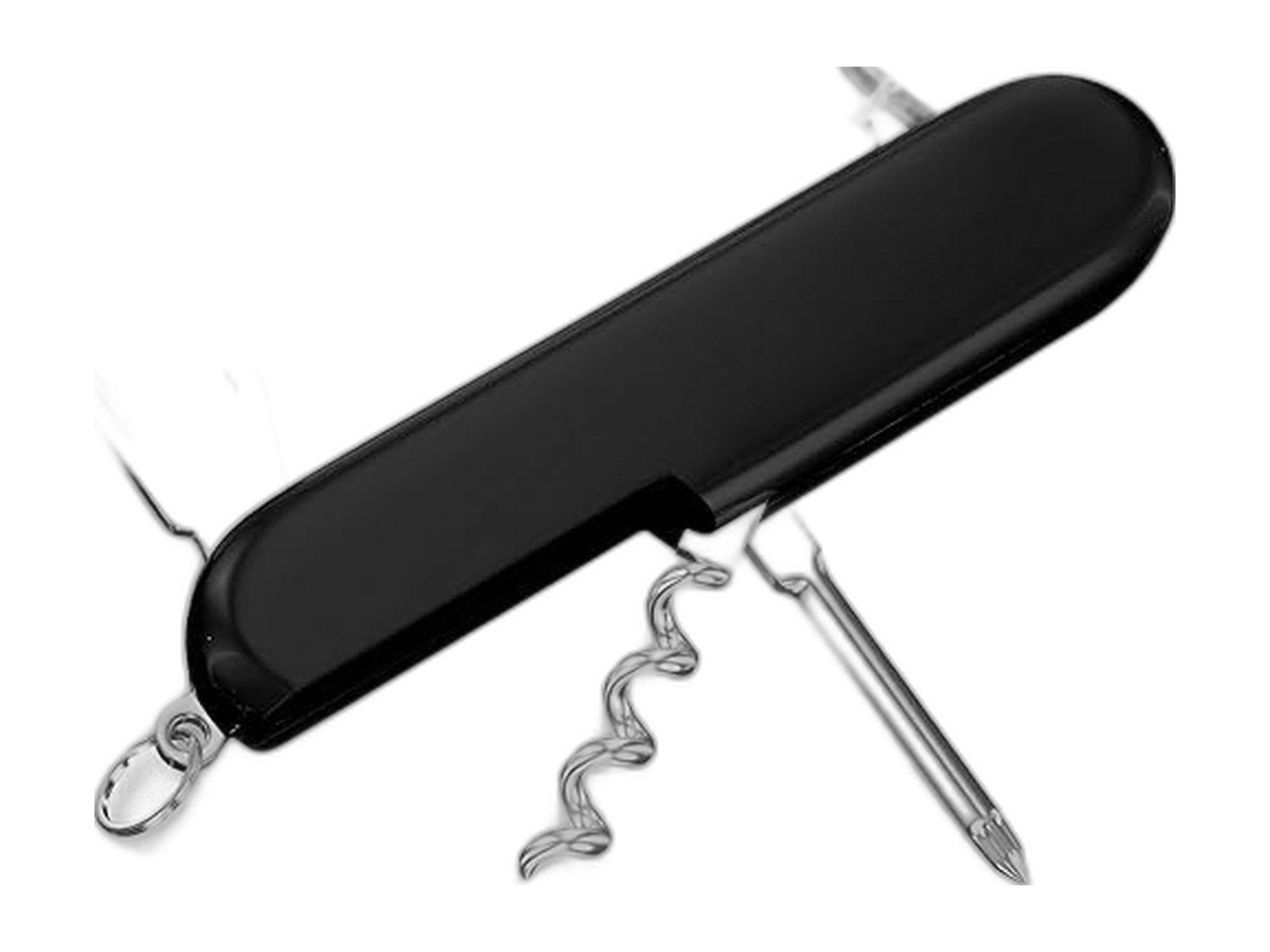 small pocket knife 6 in 1 keychain multitool on white background