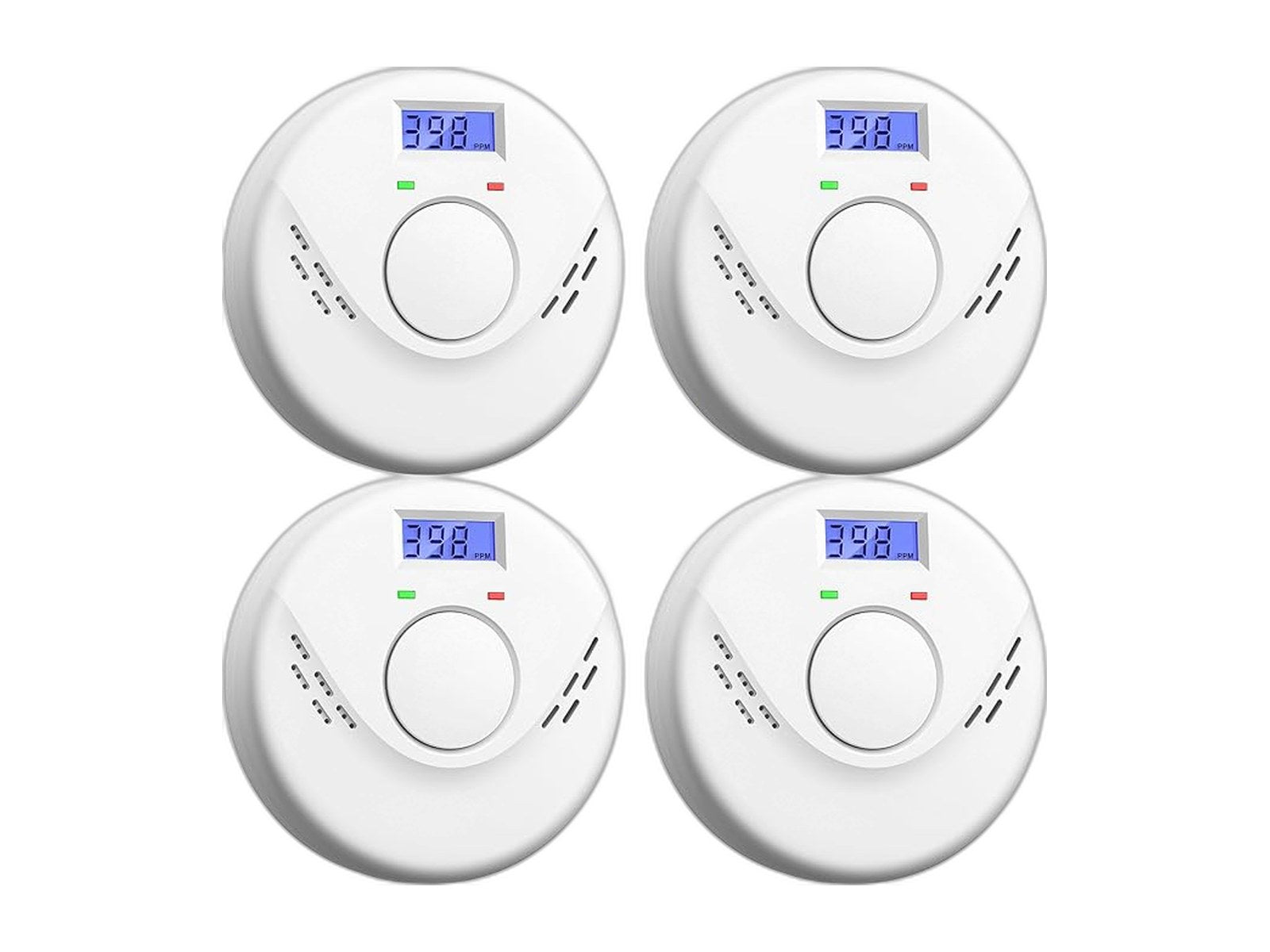 smoke and carbon monoxide detector battery operated on white background