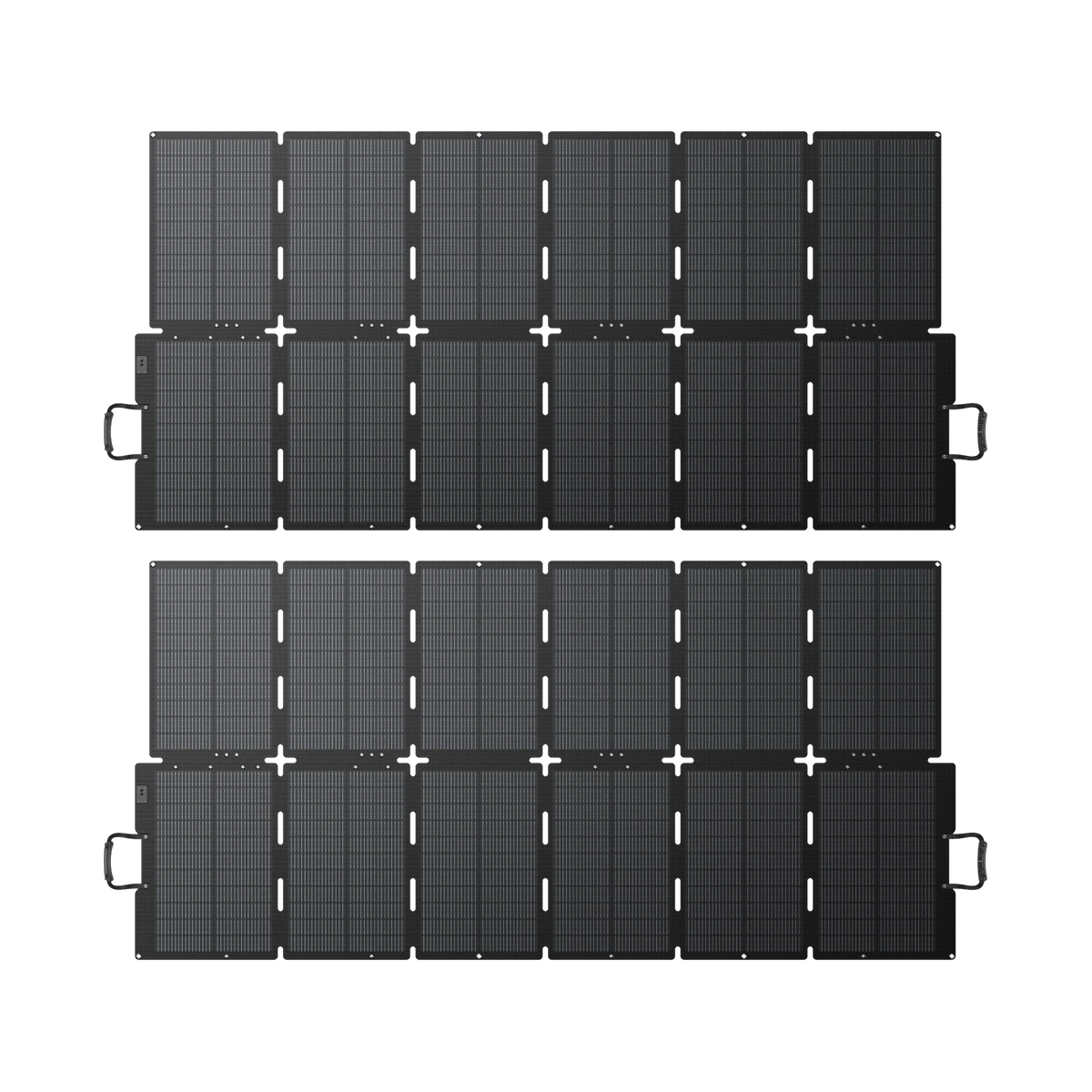 Two BLUETTI SORA 500 foldable 500W solar panels unfolded