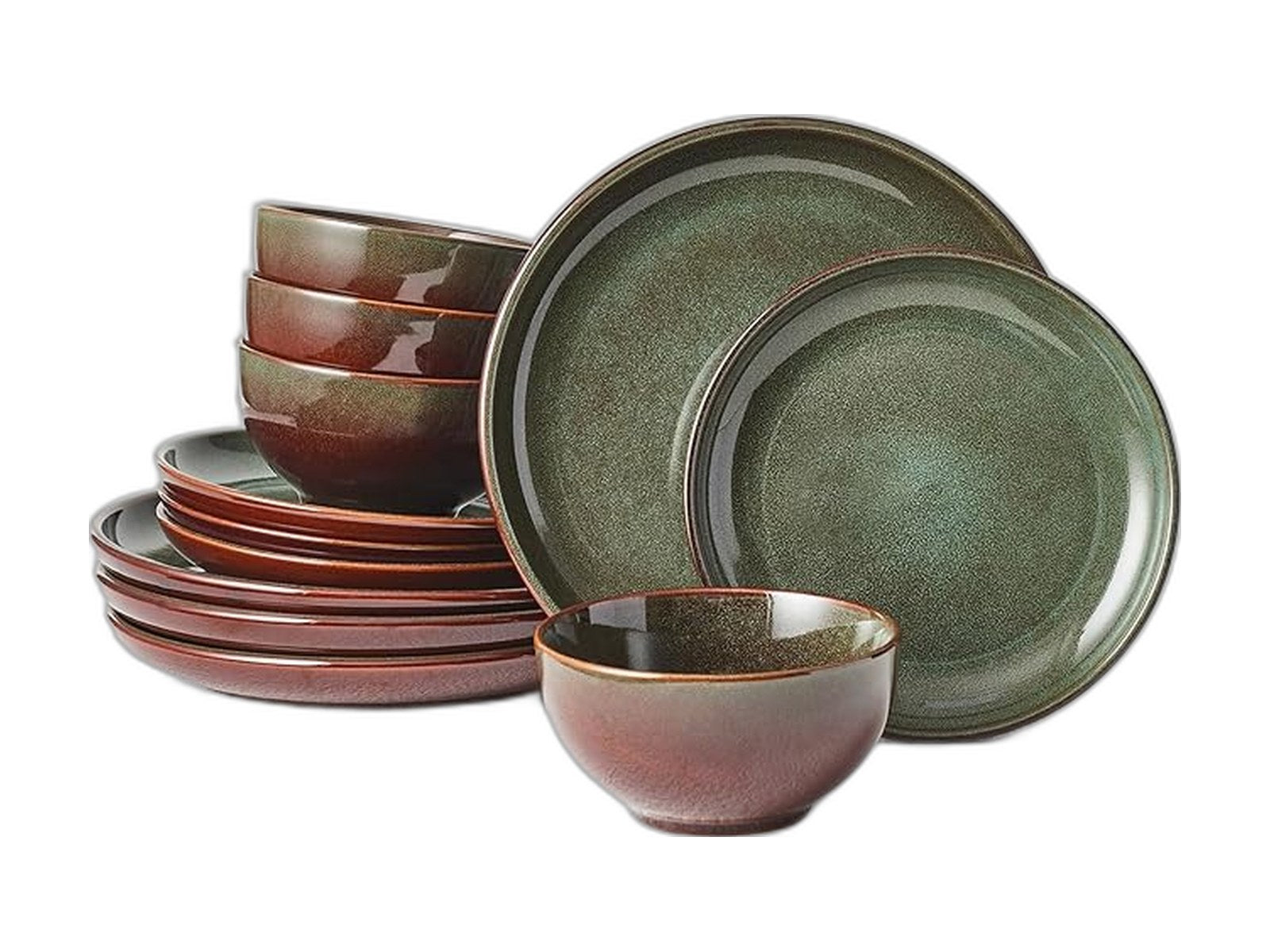 stoneware dinnerware sets service for 4 12 pcs on white background
