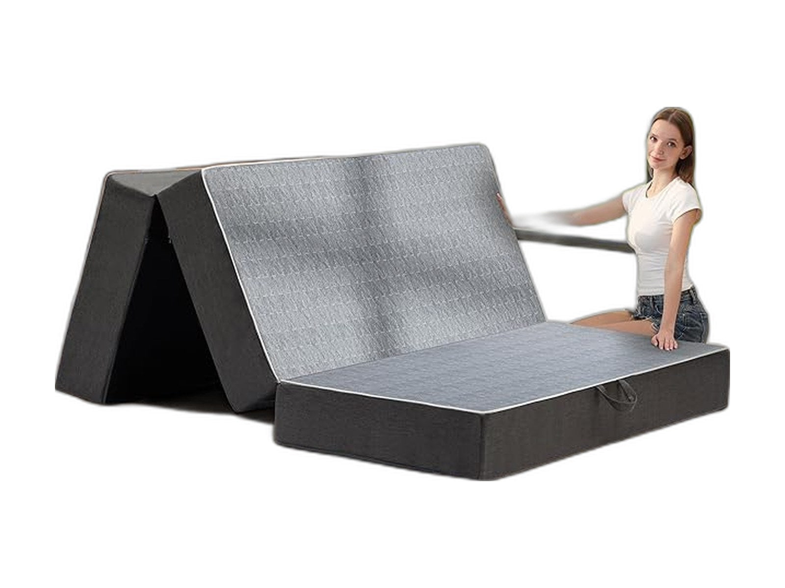 tri folding mattress full size 6 inch dual on white background