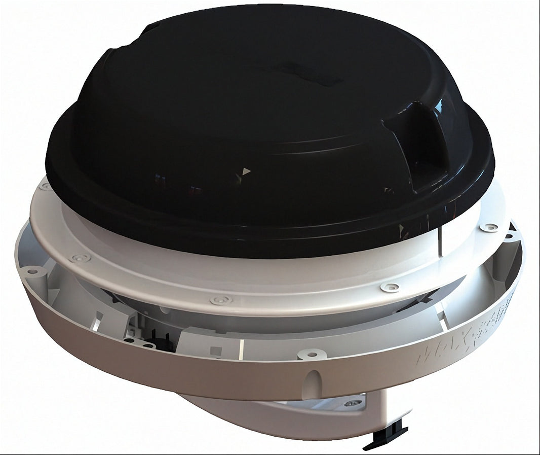 MaxxAir MaxxFan Dome Plus 6" 12V Exhaust Fan with LED Light, Roof or Sidewall Mount, Black | 00-03810B
