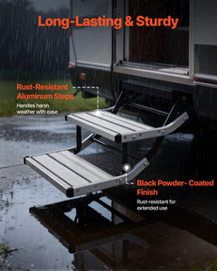 RV steps retracted folded position