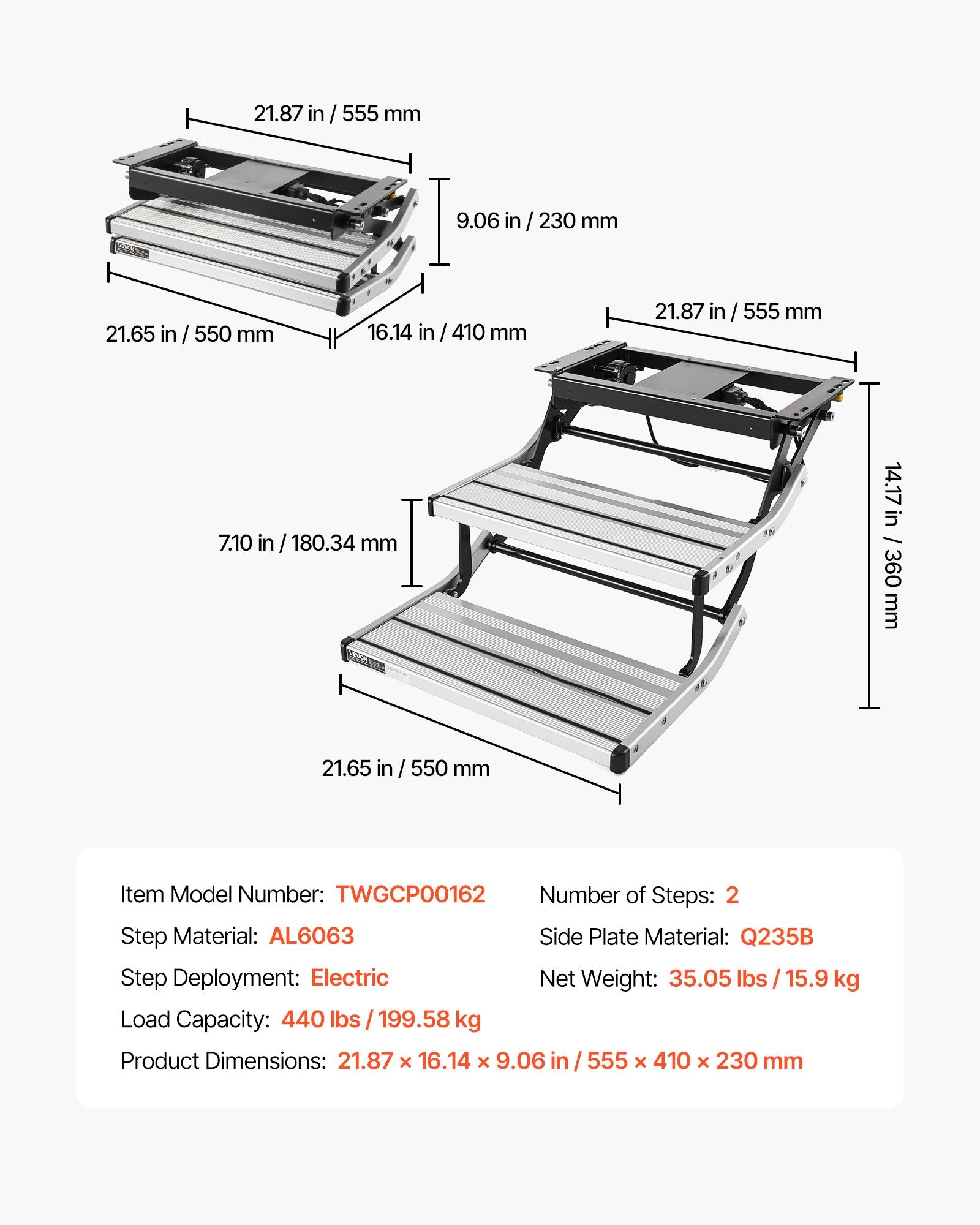 RV steps mounted on camper entry