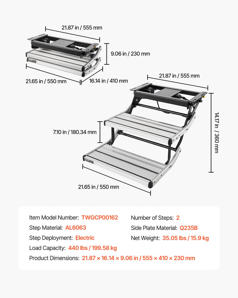 RV steps mounted on camper entry