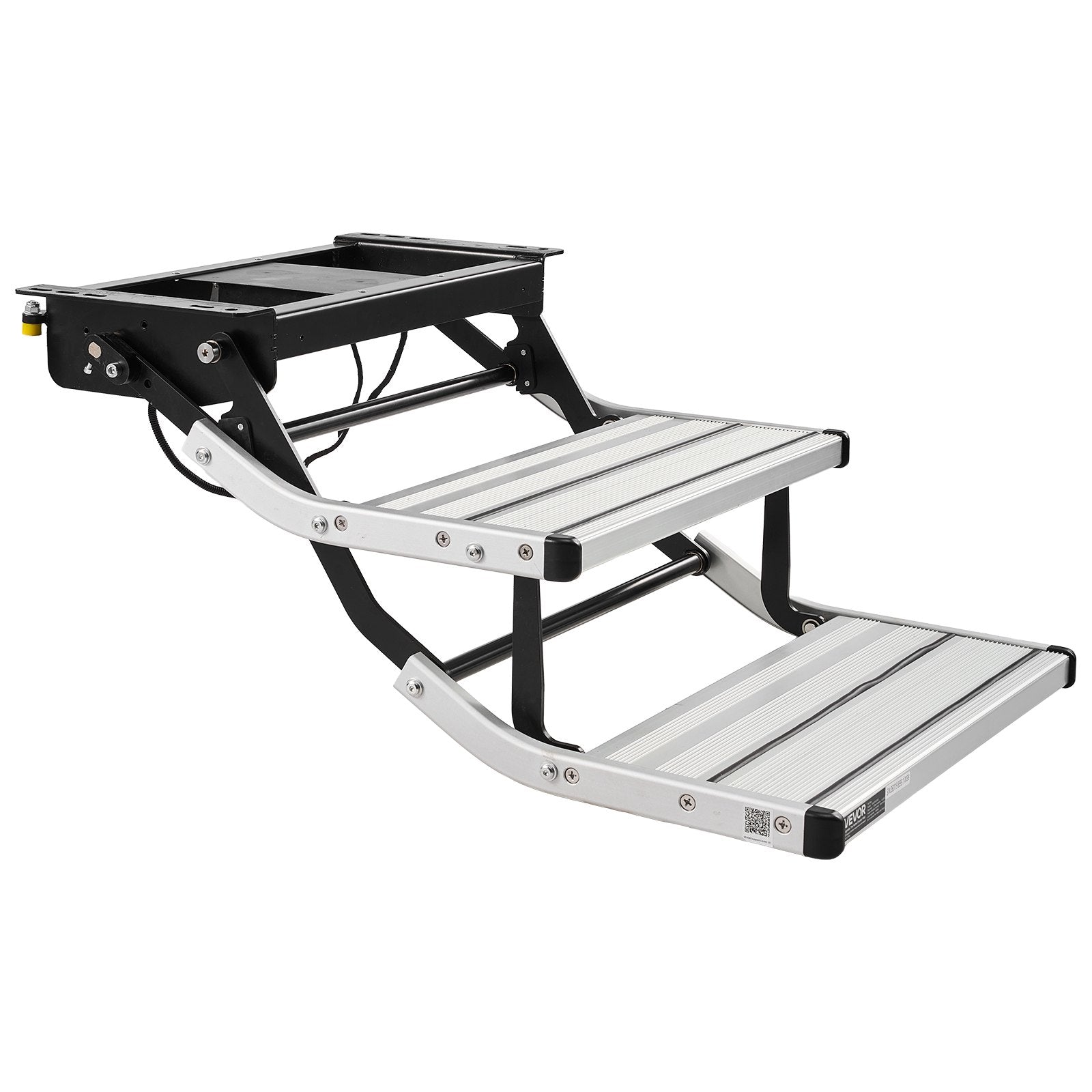 RV steps in use on travel trailer