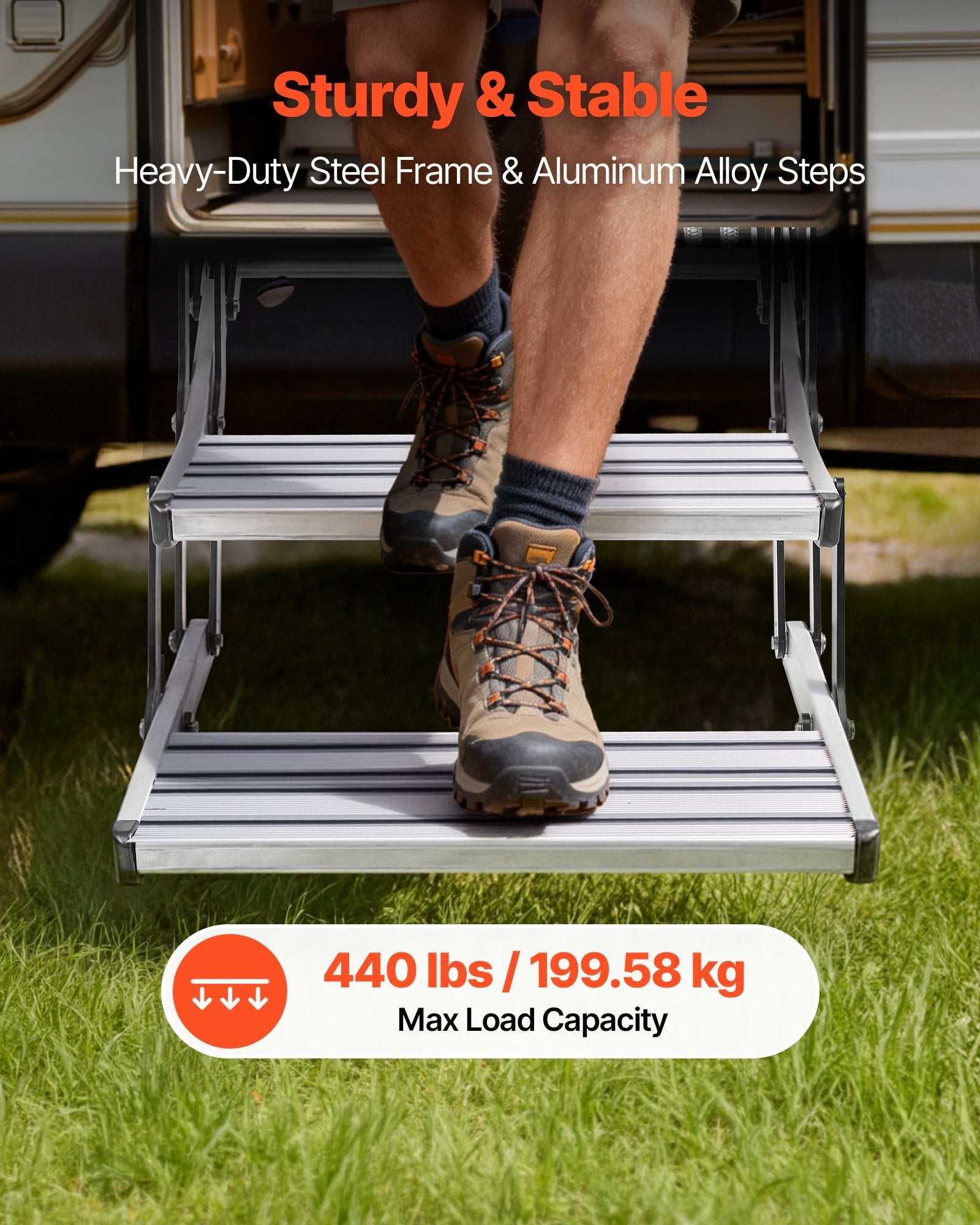 Manual 2-step RV stairs side profile