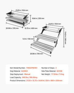 Manual RV steps mounted on camper entry