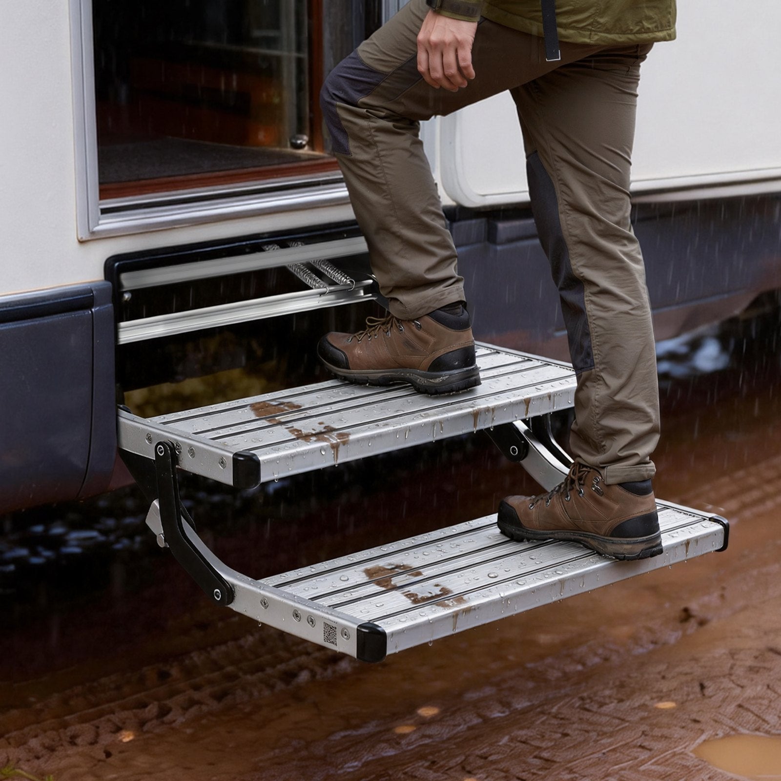 Manual 2-step RV stairs overview
