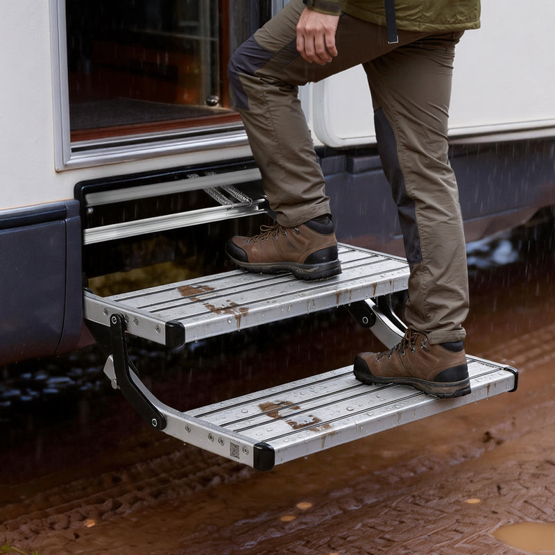 Manual 2-step RV stairs overview